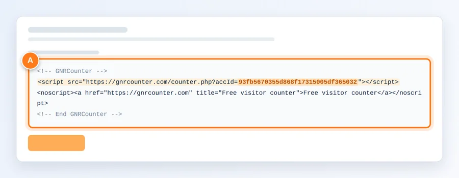 The code box on the counter result page, highlighted
