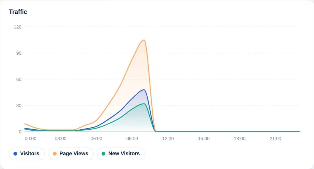 Traffic chart for Today showing hourly values